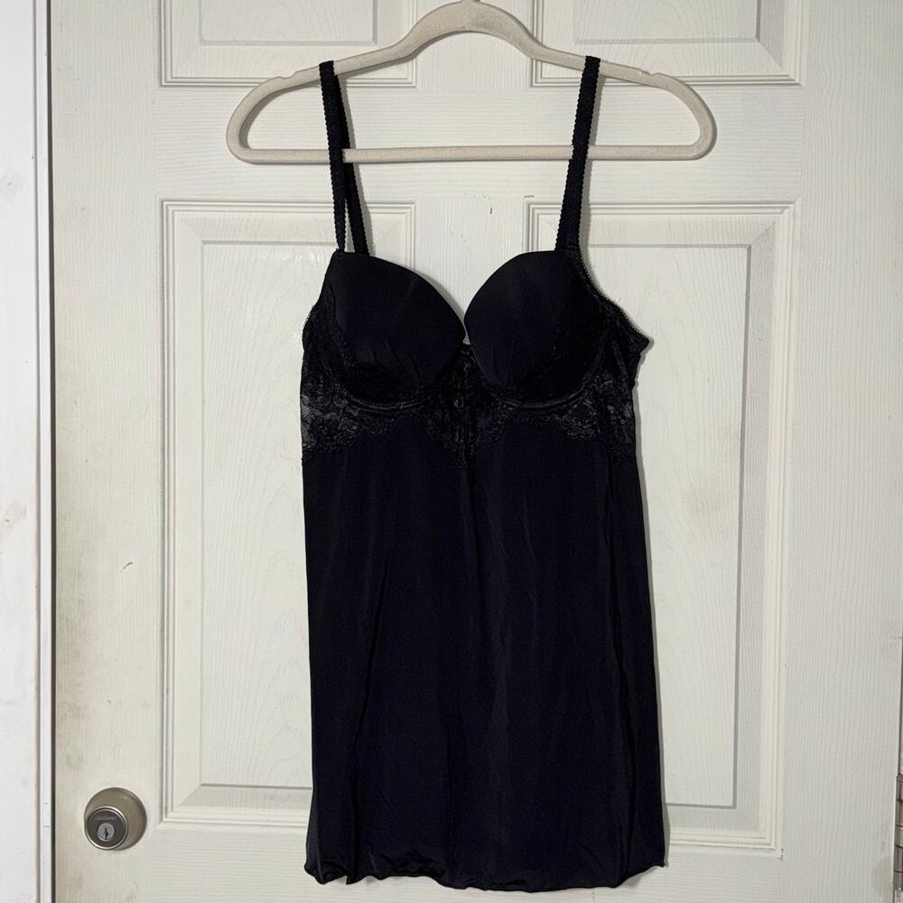 Sophie B Black Chemise Slip Push Up Lingerie Sz Large